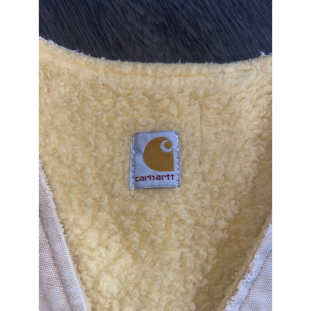 Carhartt Mens Size XL Tan Vest Vintage Sherpa Lined Duck Canvas Workwear 6SV - Picture 4 of 8